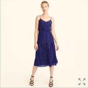 J Crew navy polka dot silk dress